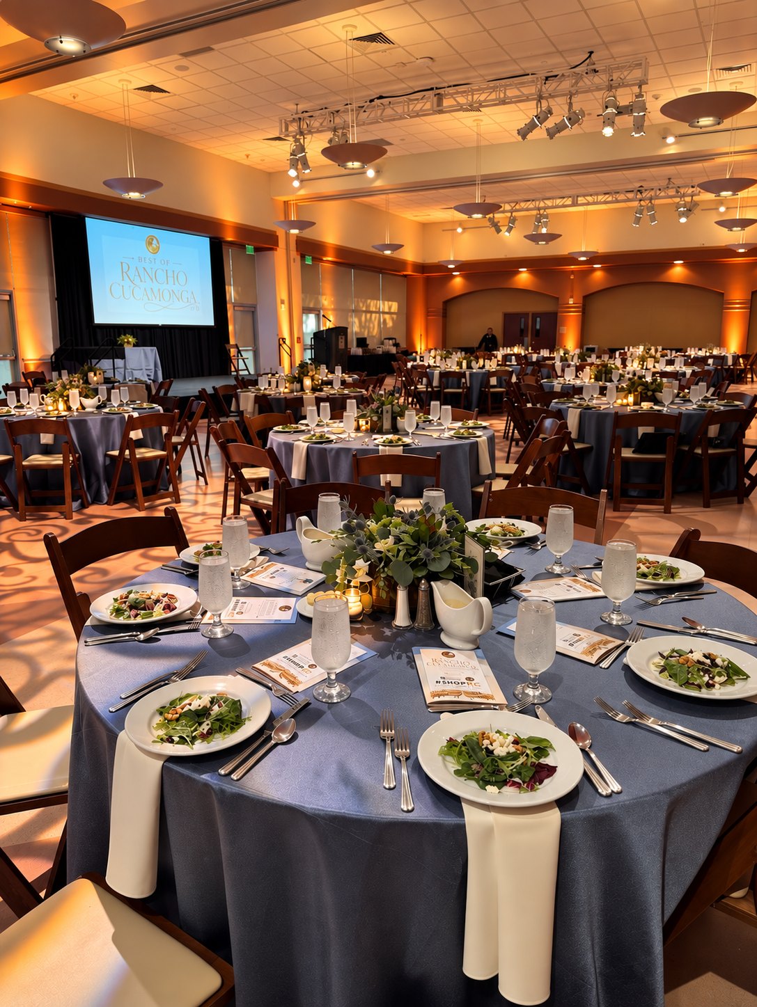 Rancho Cucamonga awards dinner with warm amber lighting